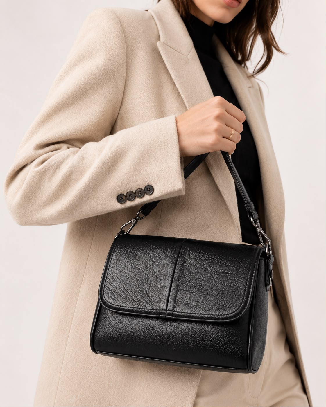 Sac Bandoulière Femme Rétro – Noir