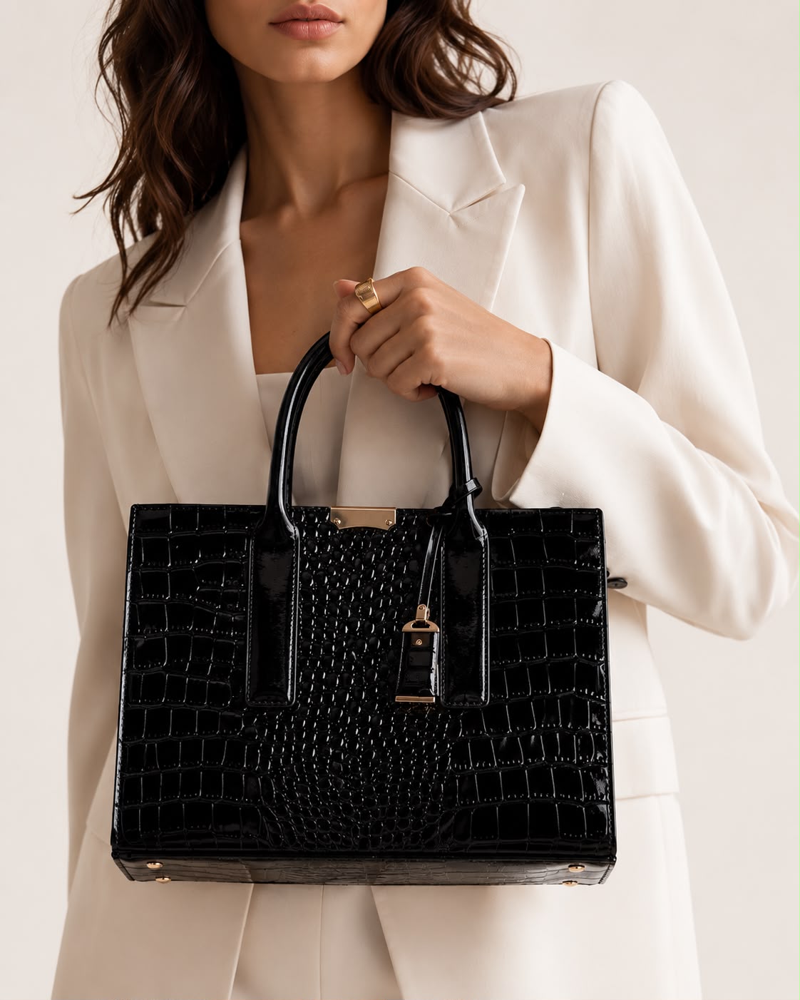 Sac à Main Femme Croco Élise – Noir