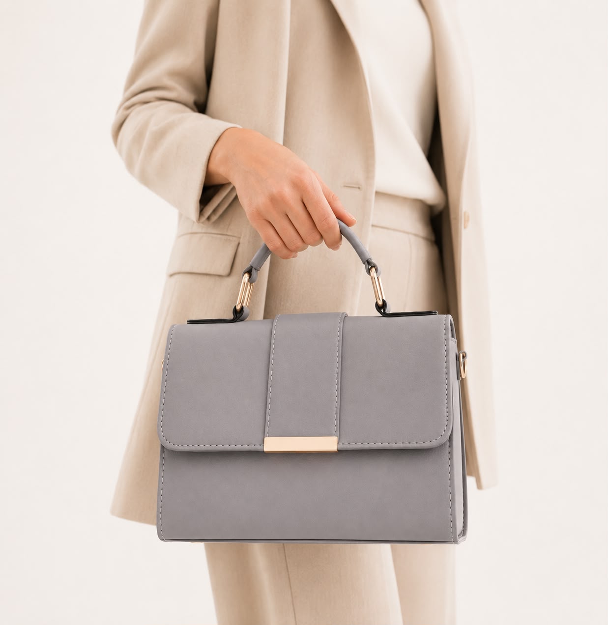 Sac bandoulière gris à rabat
