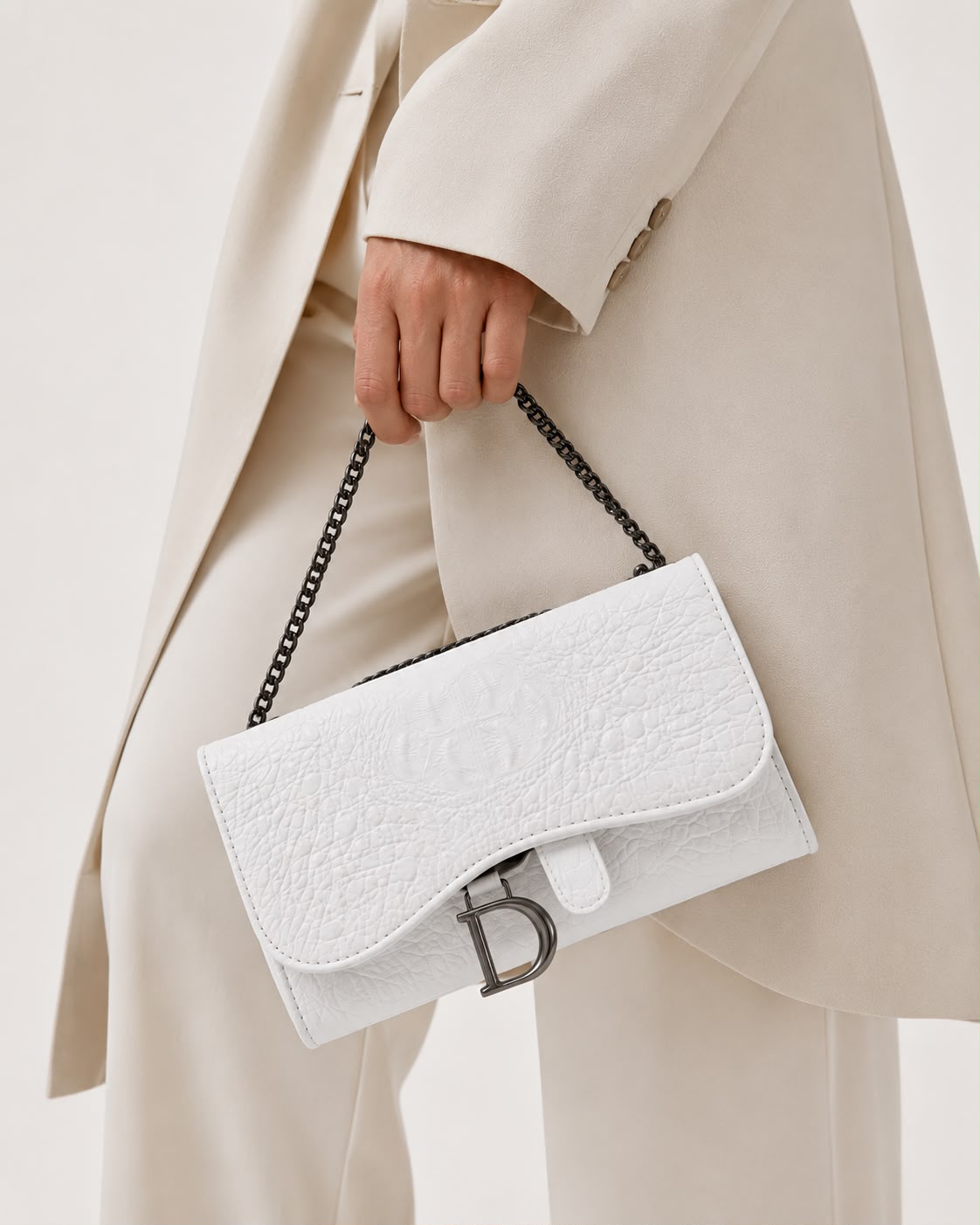 Sacs Bandoulière Femme Effet Croco à Chaîne