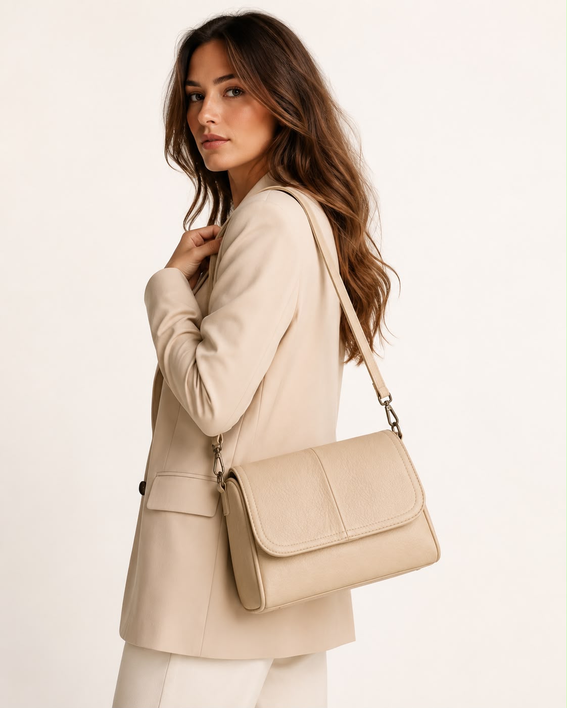 Sac Bandoulière Femme Rétro – Beige