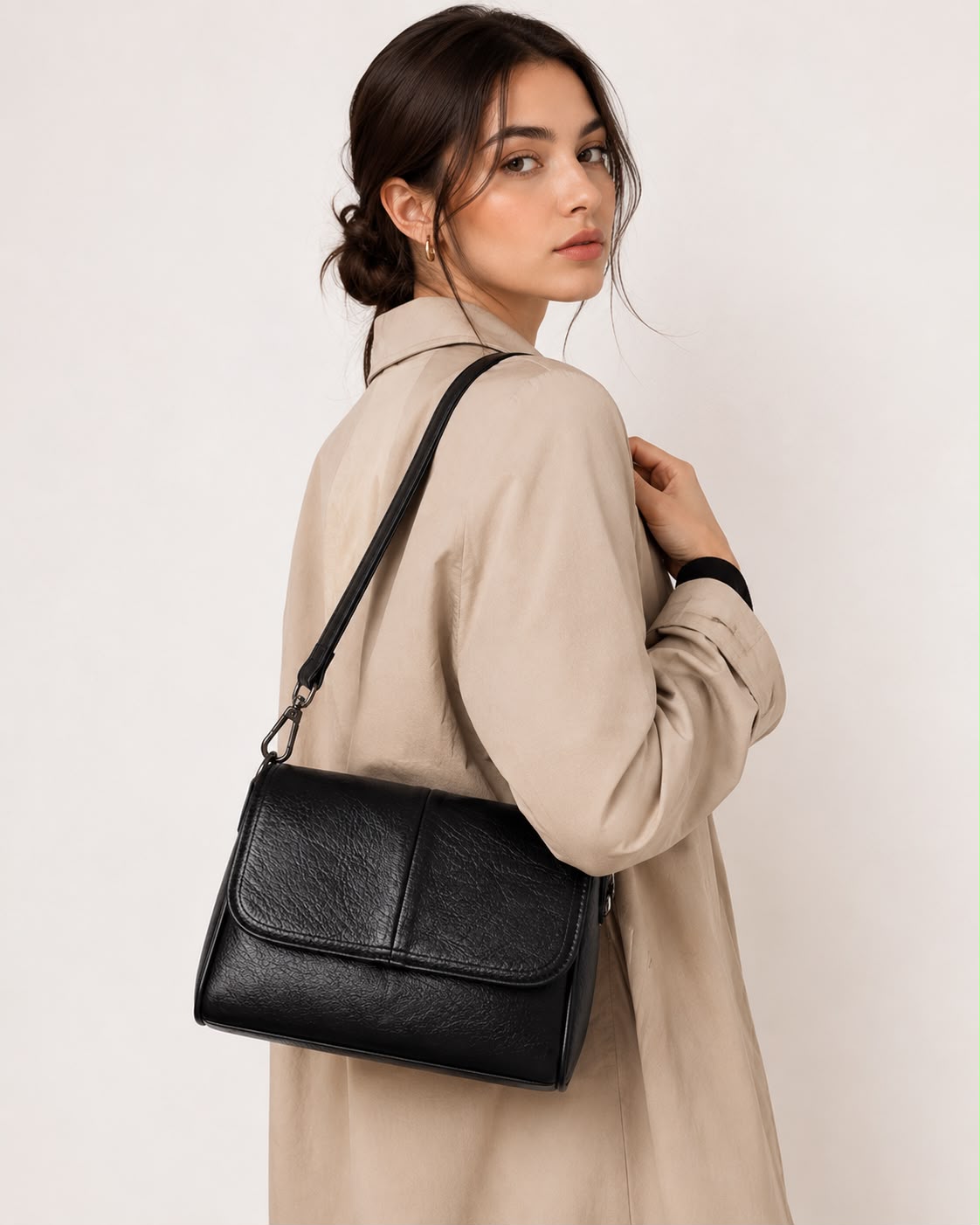 Sac Bandoulière Femme Rétro – Noir
