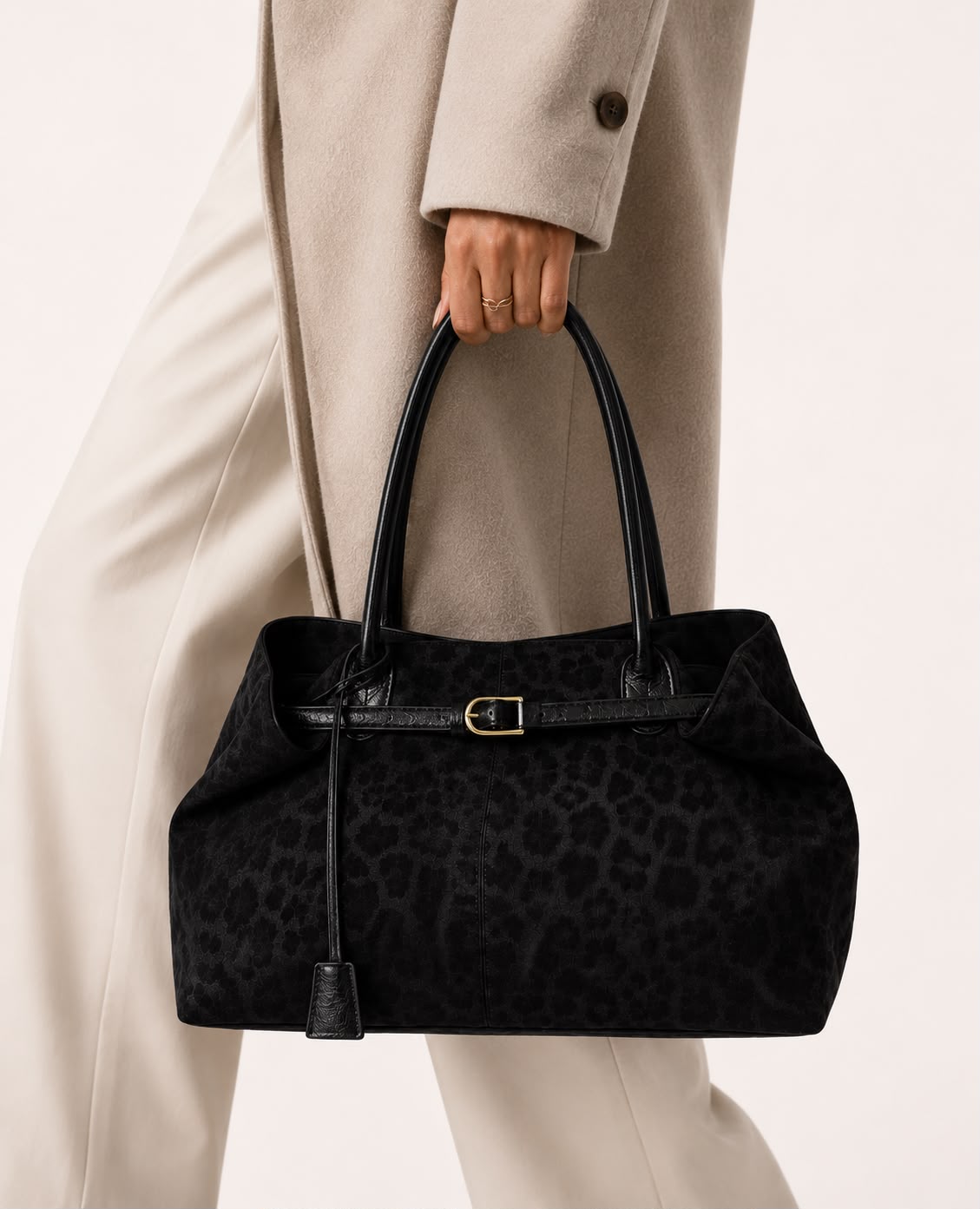 Sac Porté Épaule Léopard Féline – Noir