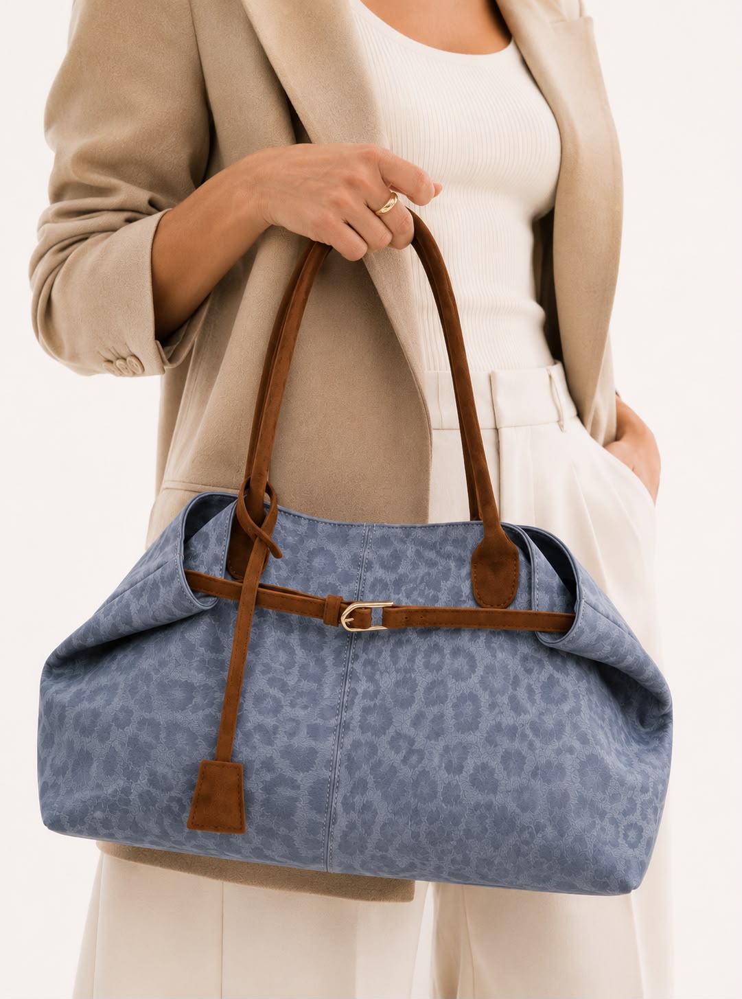 Sac Porté Épaule Léopard Féline – Bleu