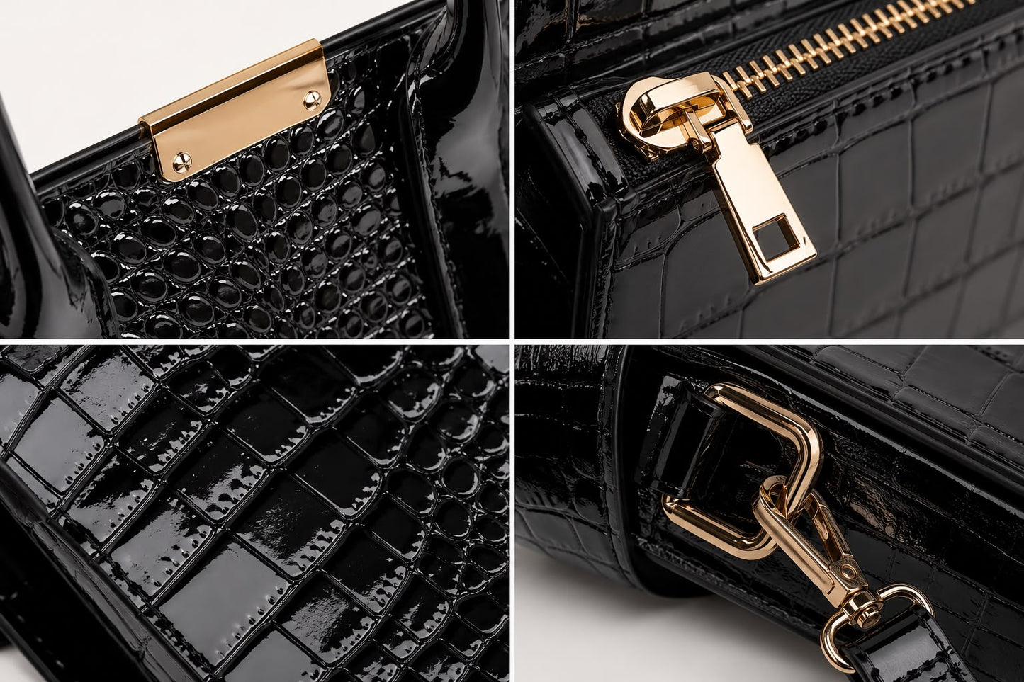 Sac à Main Femme Croco Élise – Noir