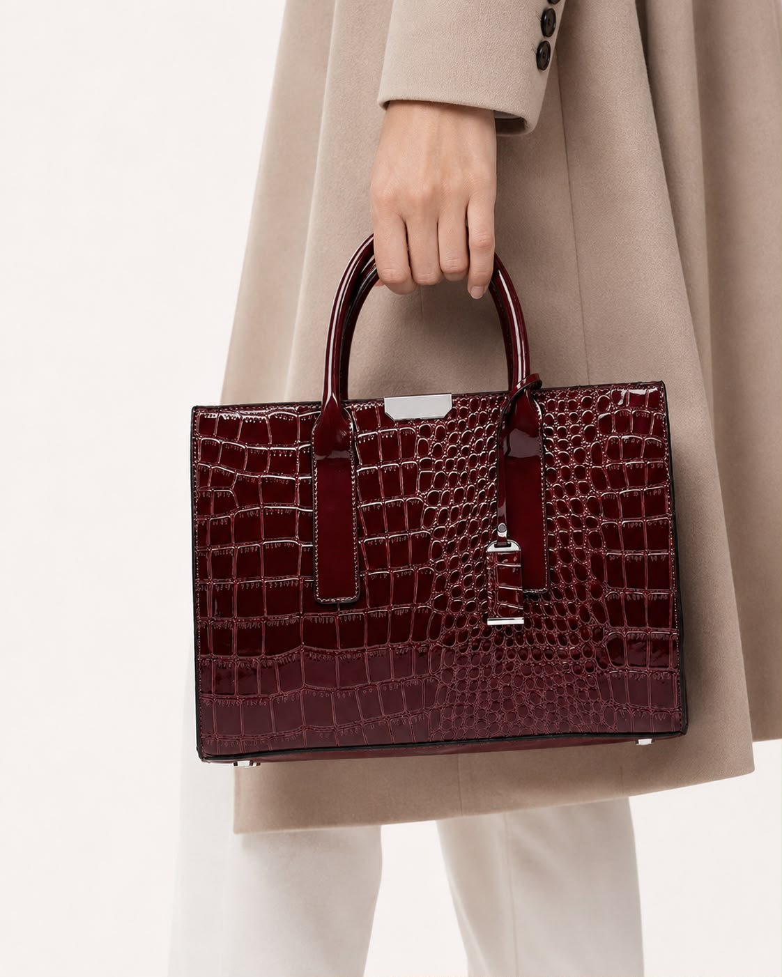 Sac à Main Femme Croco Élise – Brun Foncé