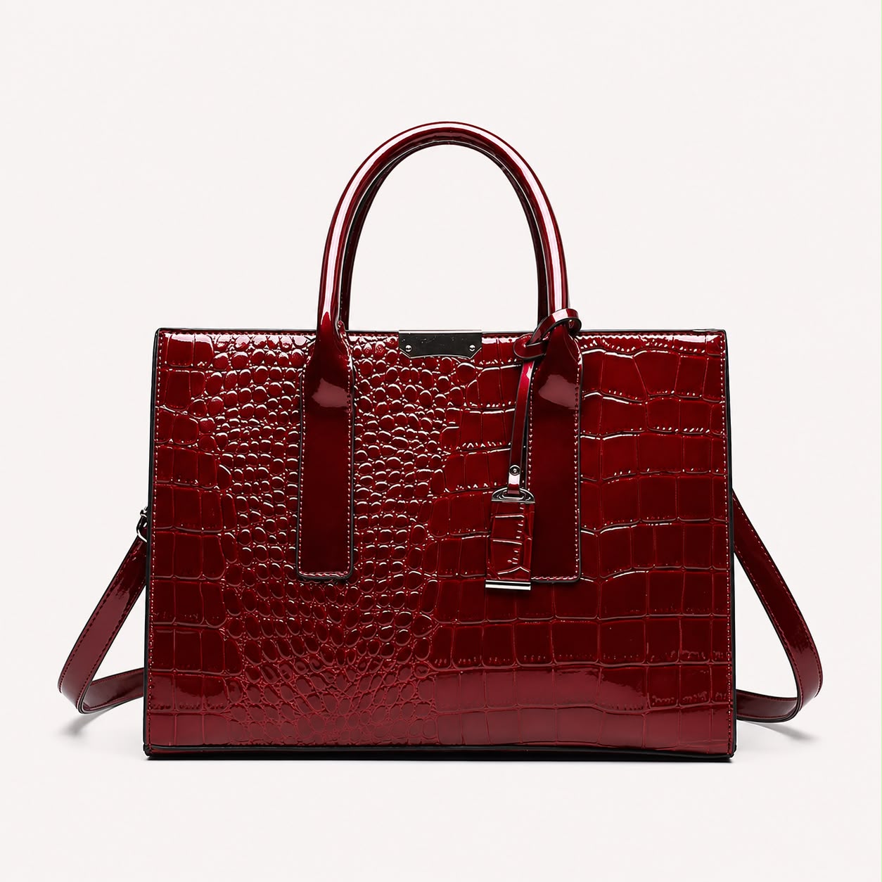 Sac à Main Femme Croco Élise – Vin Rouge
