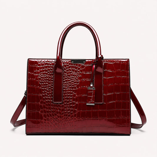 Sac à Main Femme Croco Élise – Vin Rouge