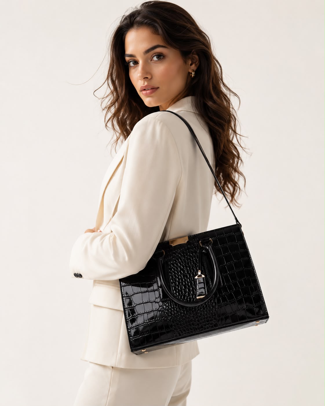 Sac à Main Femme Croco Élise – Noir