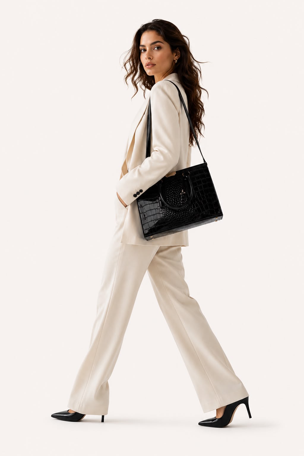 Sac à Main Femme Croco Élise – Noir