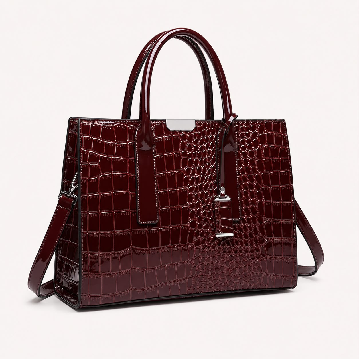 Sac à Main Femme Croco Élise – Brun Foncé
