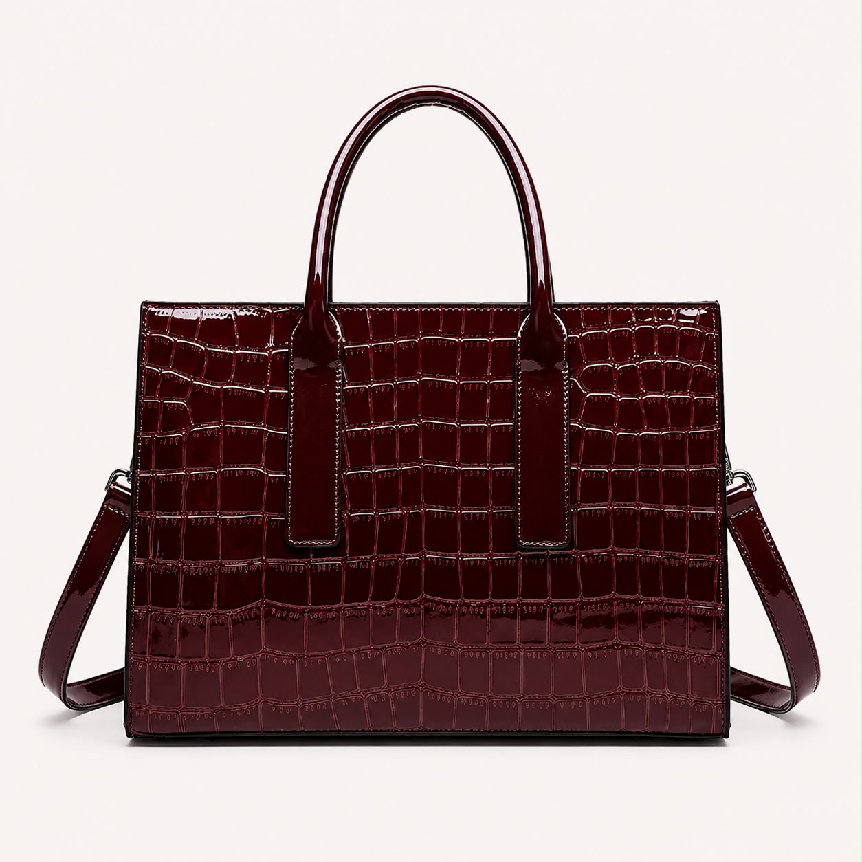 Sac à Main Femme Croco Élise – Brun Foncé