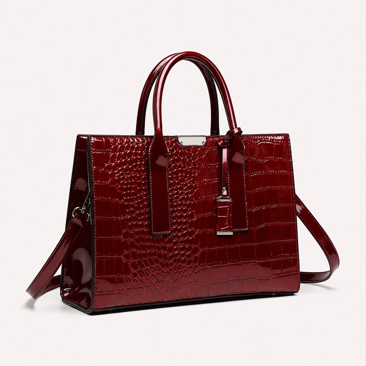 Sac à Main Femme Croco Élise – Vin Rouge