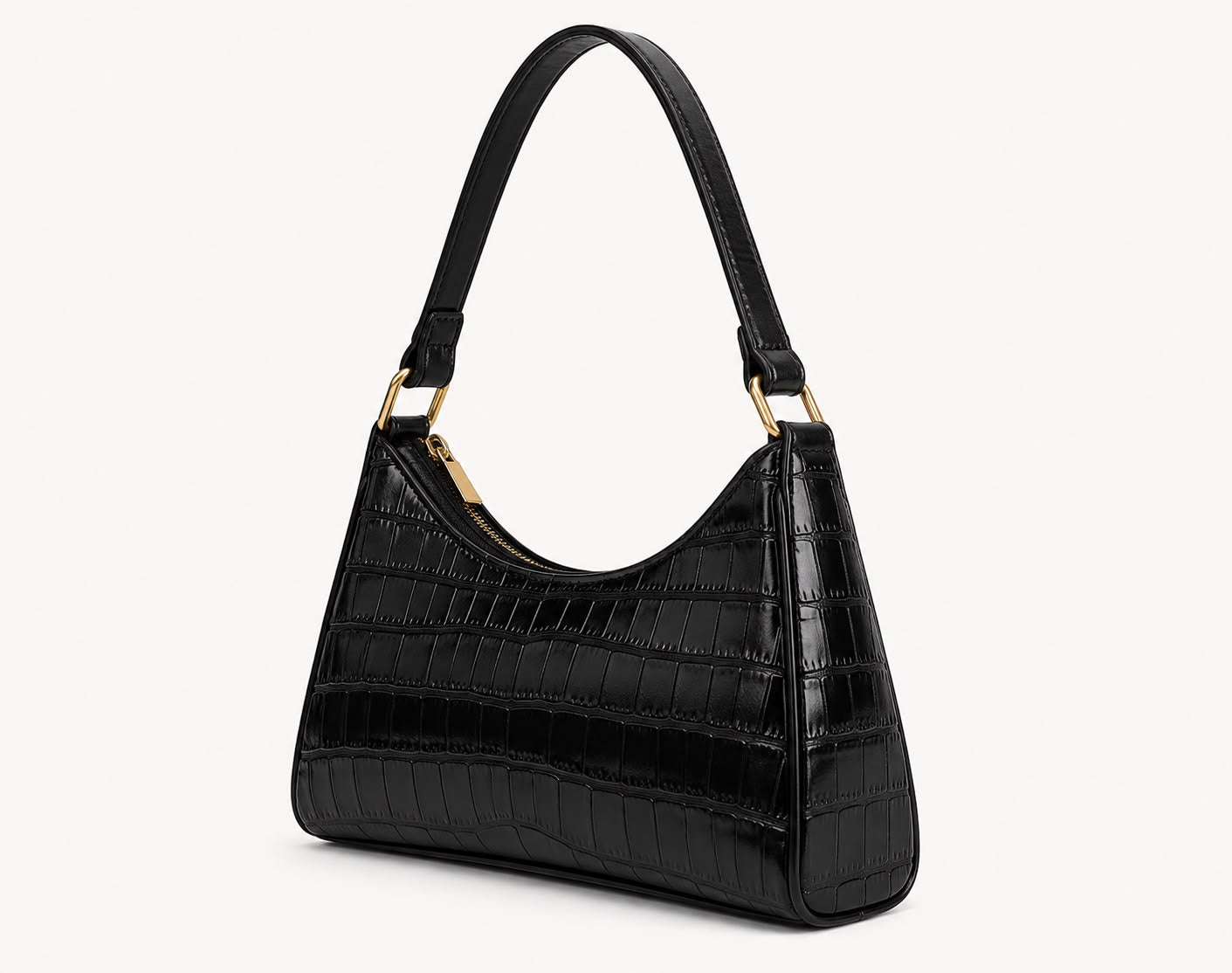 Sac Bandoulière Alligator Alma – Noir