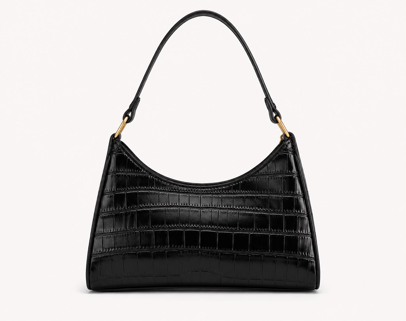 Sac Bandoulière Alligator Alma – Noir