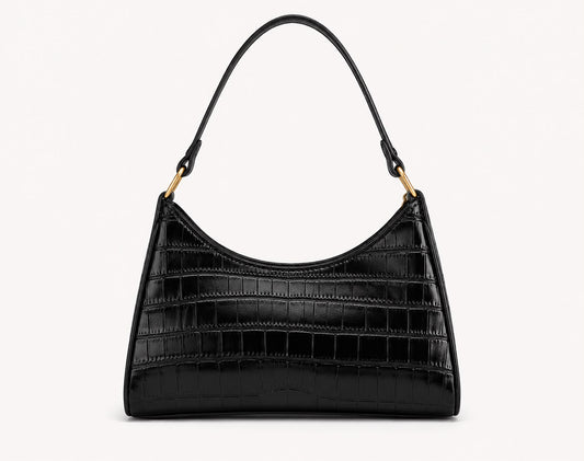 Sac Bandoulière Alligator Alma – Noir