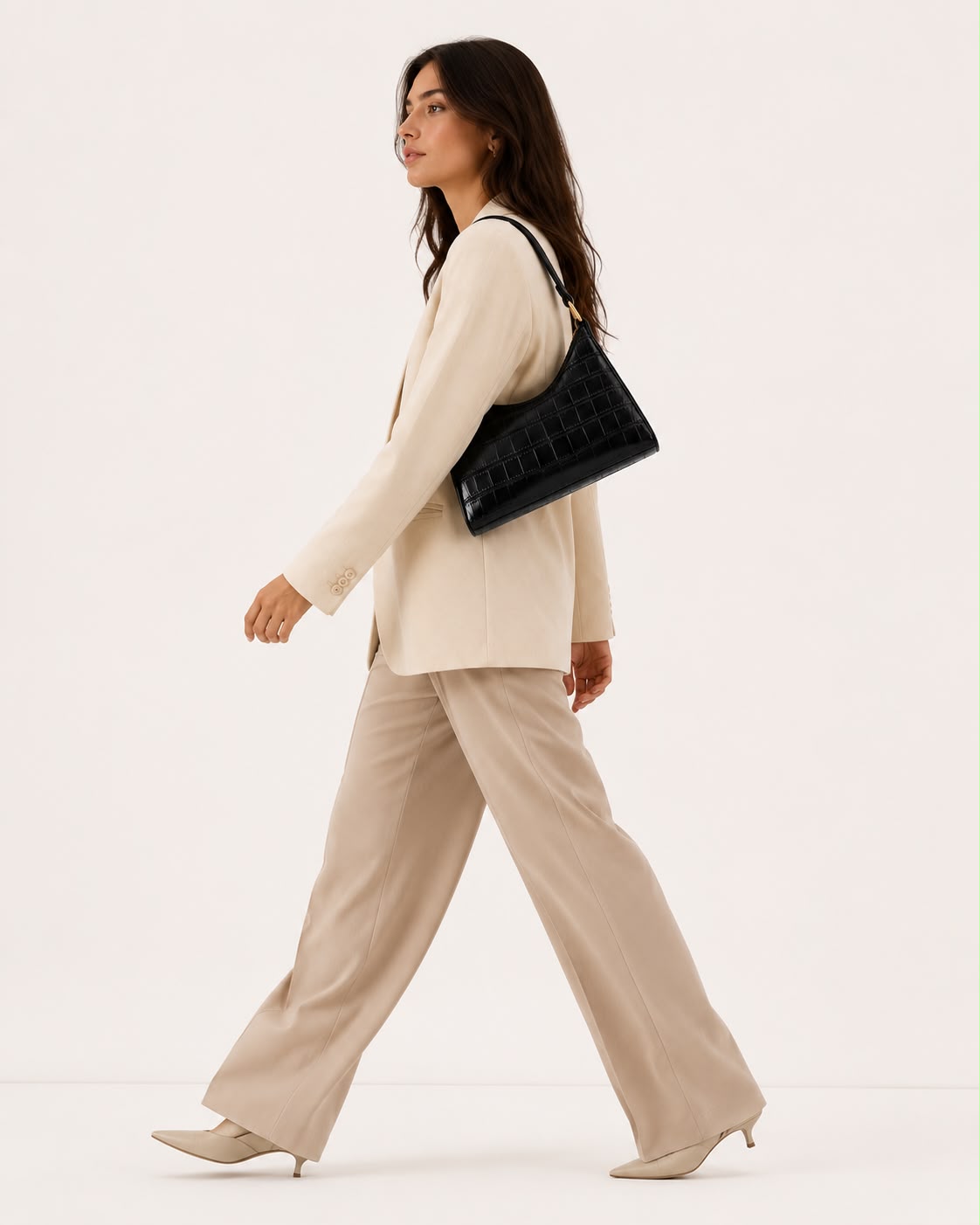 Sac Bandoulière Alligator Alma – Noir