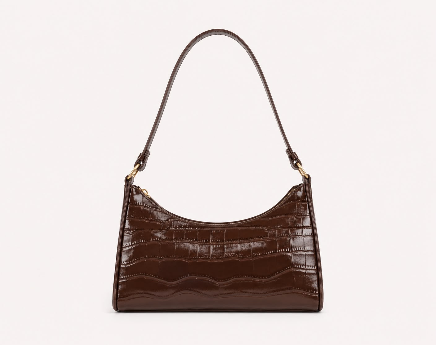 Sac Bandoulière Alligator Alma – Brun Foncé