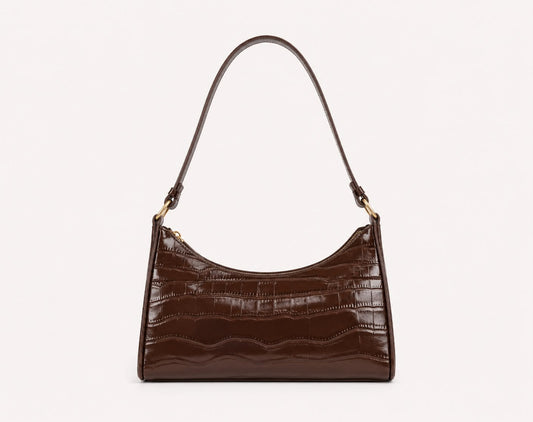 Sac Bandoulière Alligator Alma – Brun Foncé