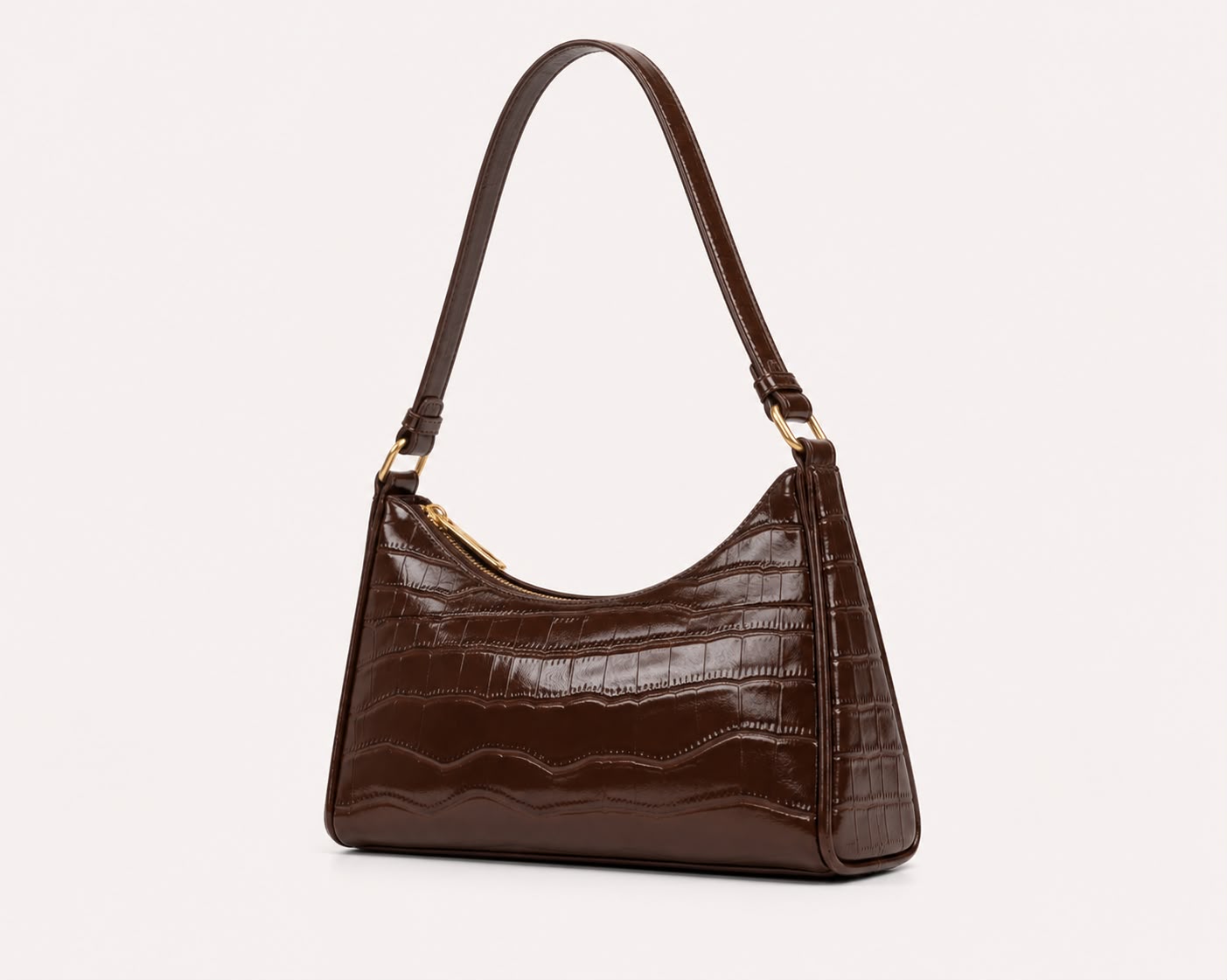 Sac Bandoulière Alligator Alma – Brun Foncé
