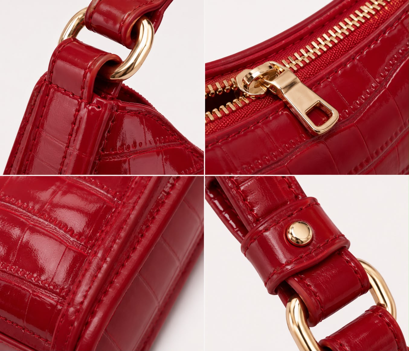 Sac Bandoulière Alligator Alma – Rouge