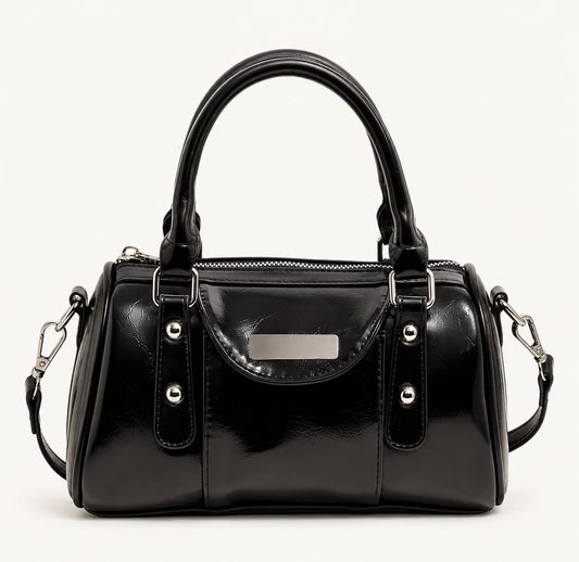 Sac à Main Femme Élise – Noir Brillant