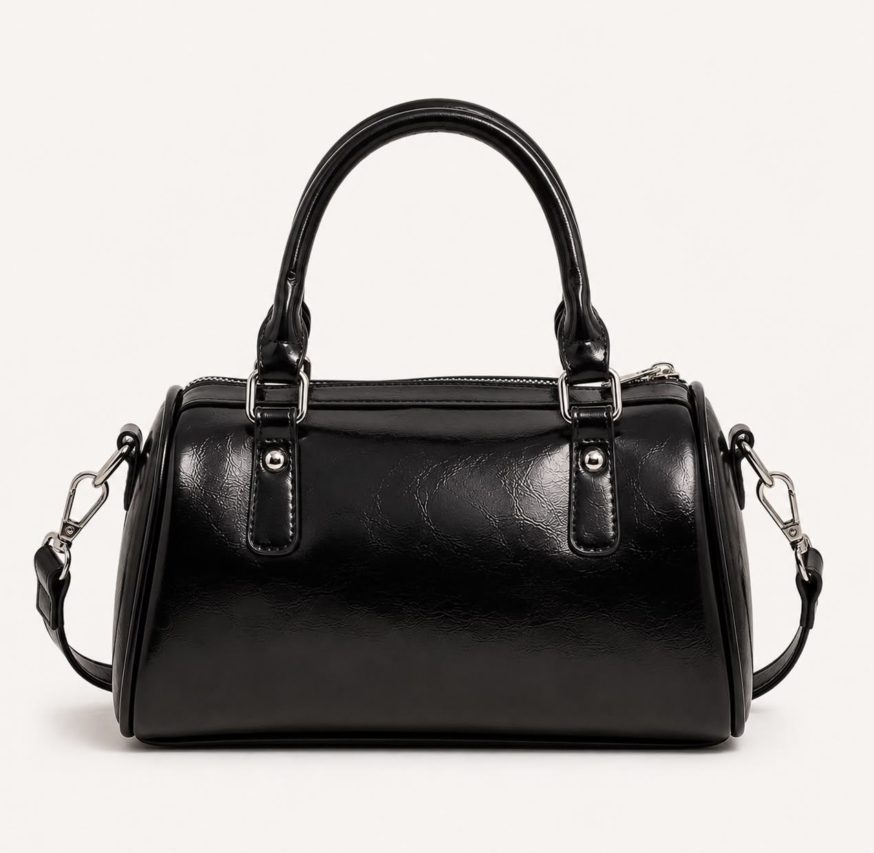 Sac à Main Femme Élise – Noir Brillant