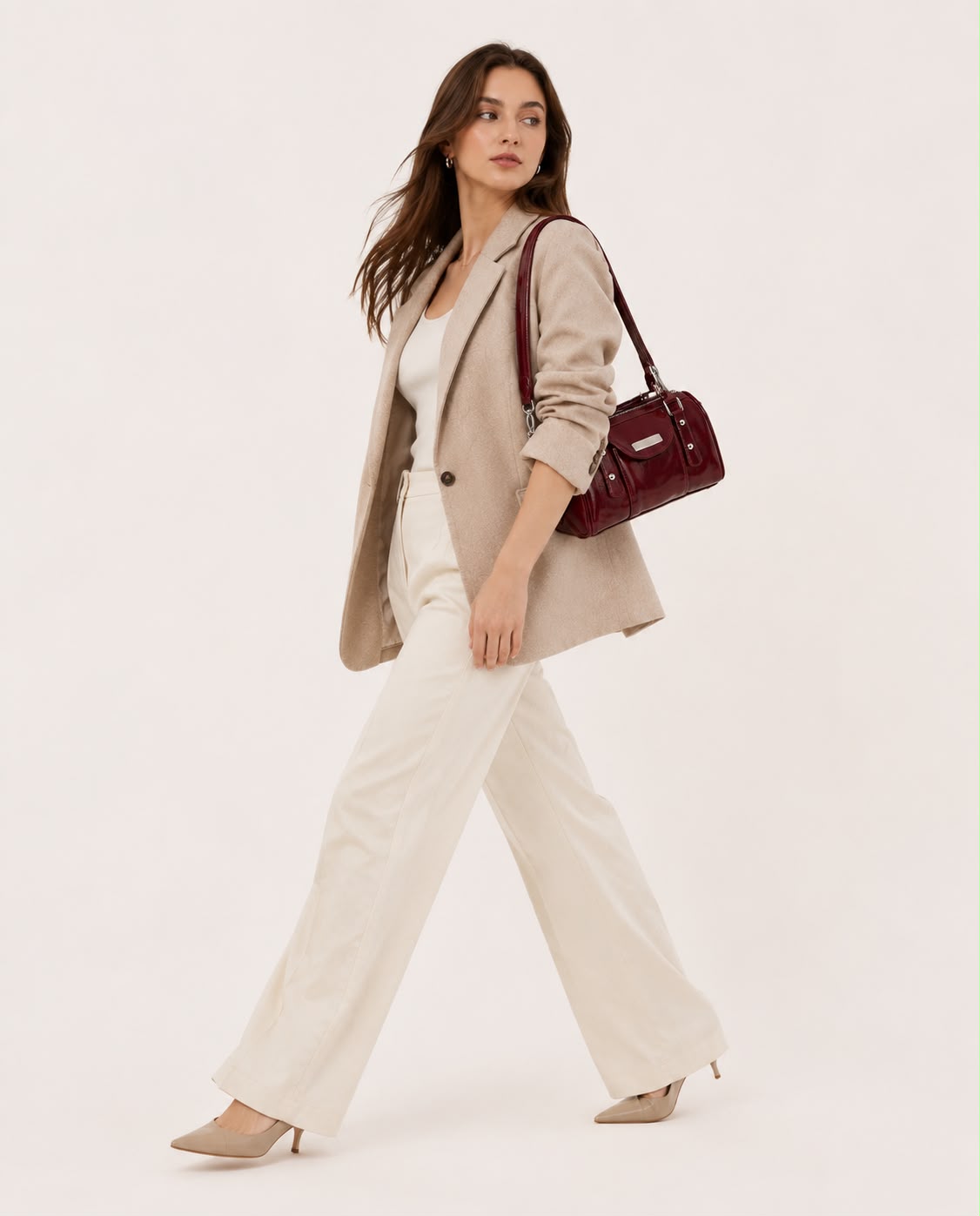 Sac à Main Femme Élise – Bordeaux Brillant