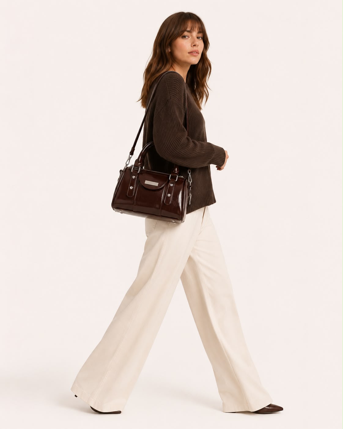 Sac à Main Femme Élise – Café Brillant