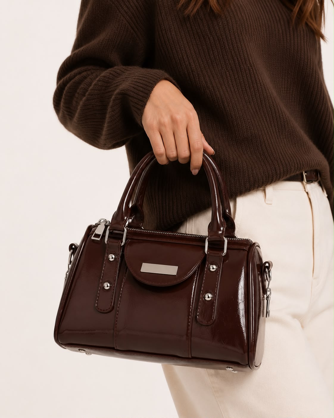 Sac à Main Femme Élise – Café Brillant