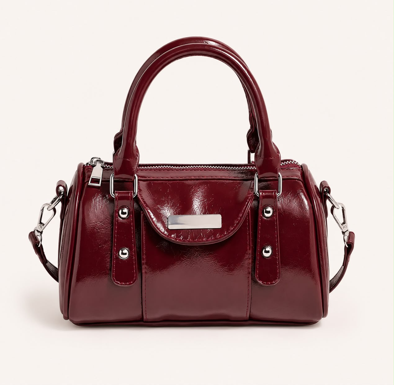 Sac à Main Femme Élise – Bordeaux Brillant