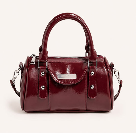 Sac à Main Femme Élise – Bordeaux Brillant