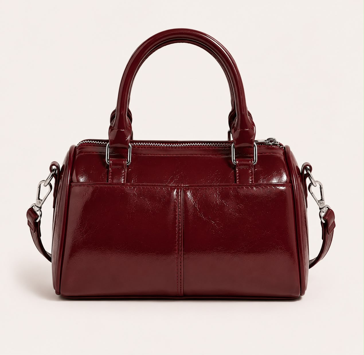 Sac à Main Femme Élise – Bordeaux Brillant