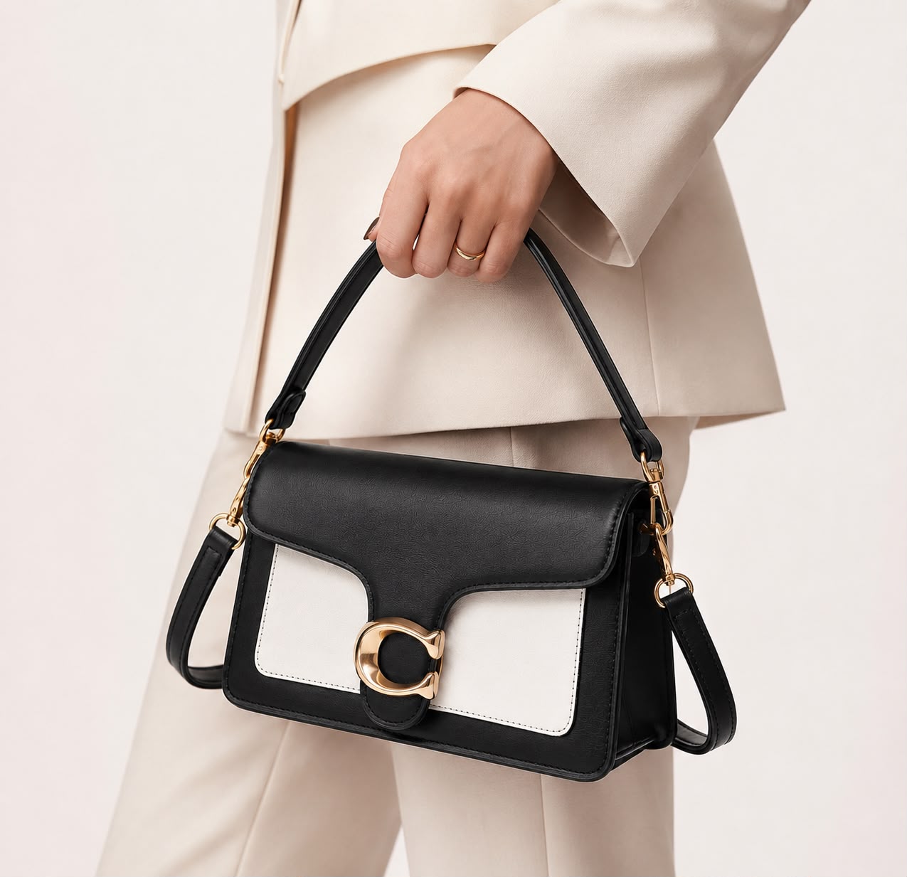 Sac Bandoulière Femme Élise – Noir et Blanc