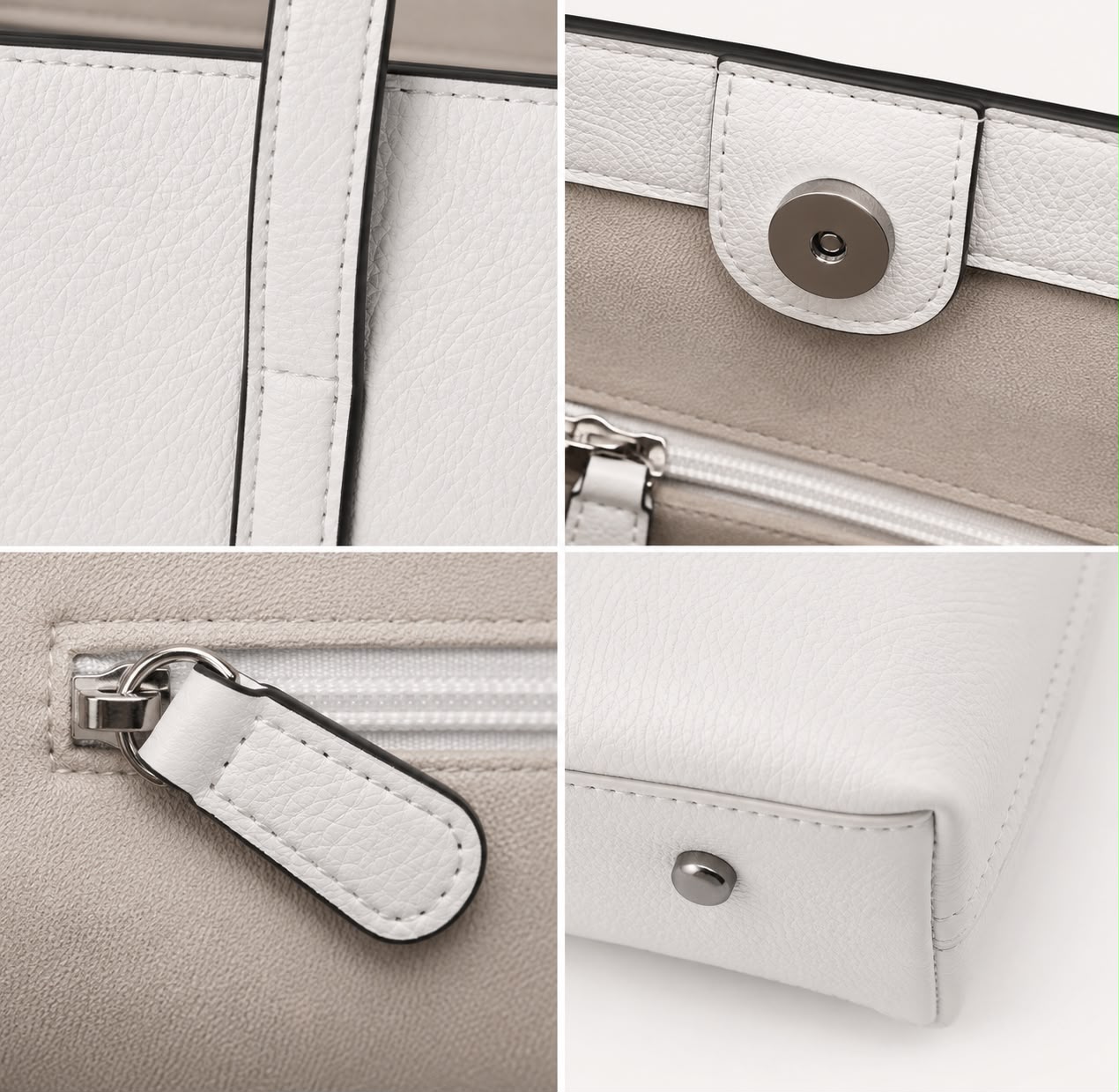 Sac Cabas Femme en Cuir Véritable Blanc – Élise
