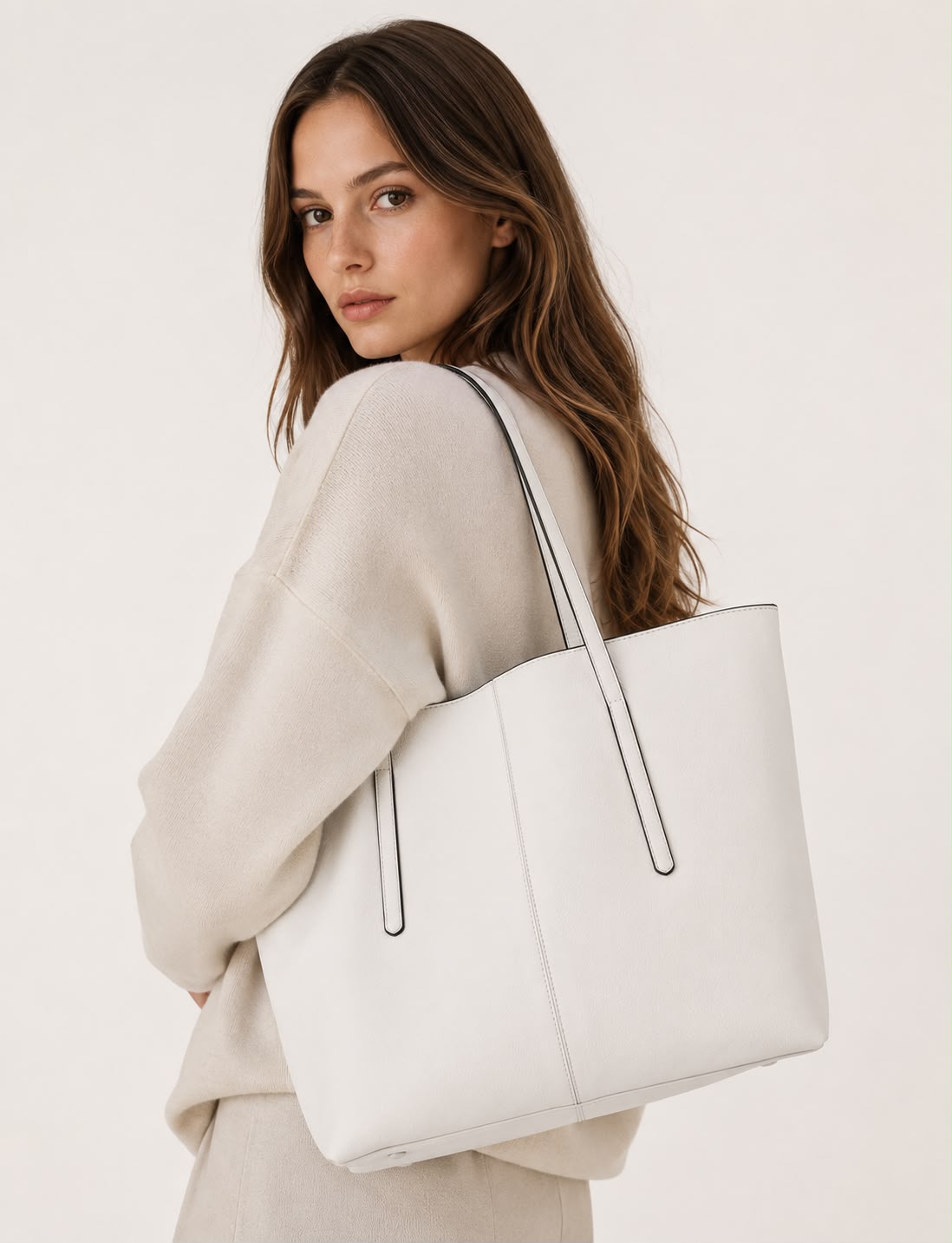 Sac Cabas Femme en Cuir Véritable Blanc – Élise