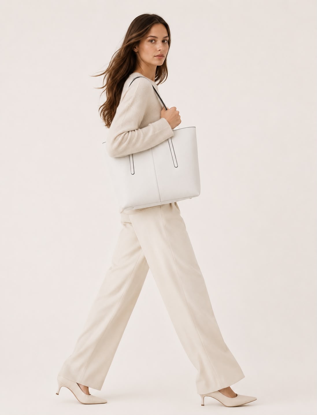 Sac Cabas Femme en Cuir Véritable Blanc – Élise