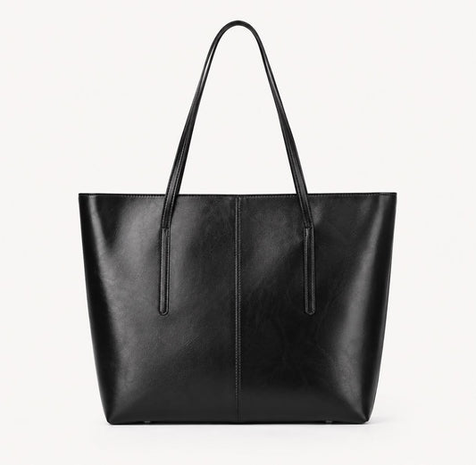 Sac Cabas Femme en Cuir Véritable Noir – Élise
