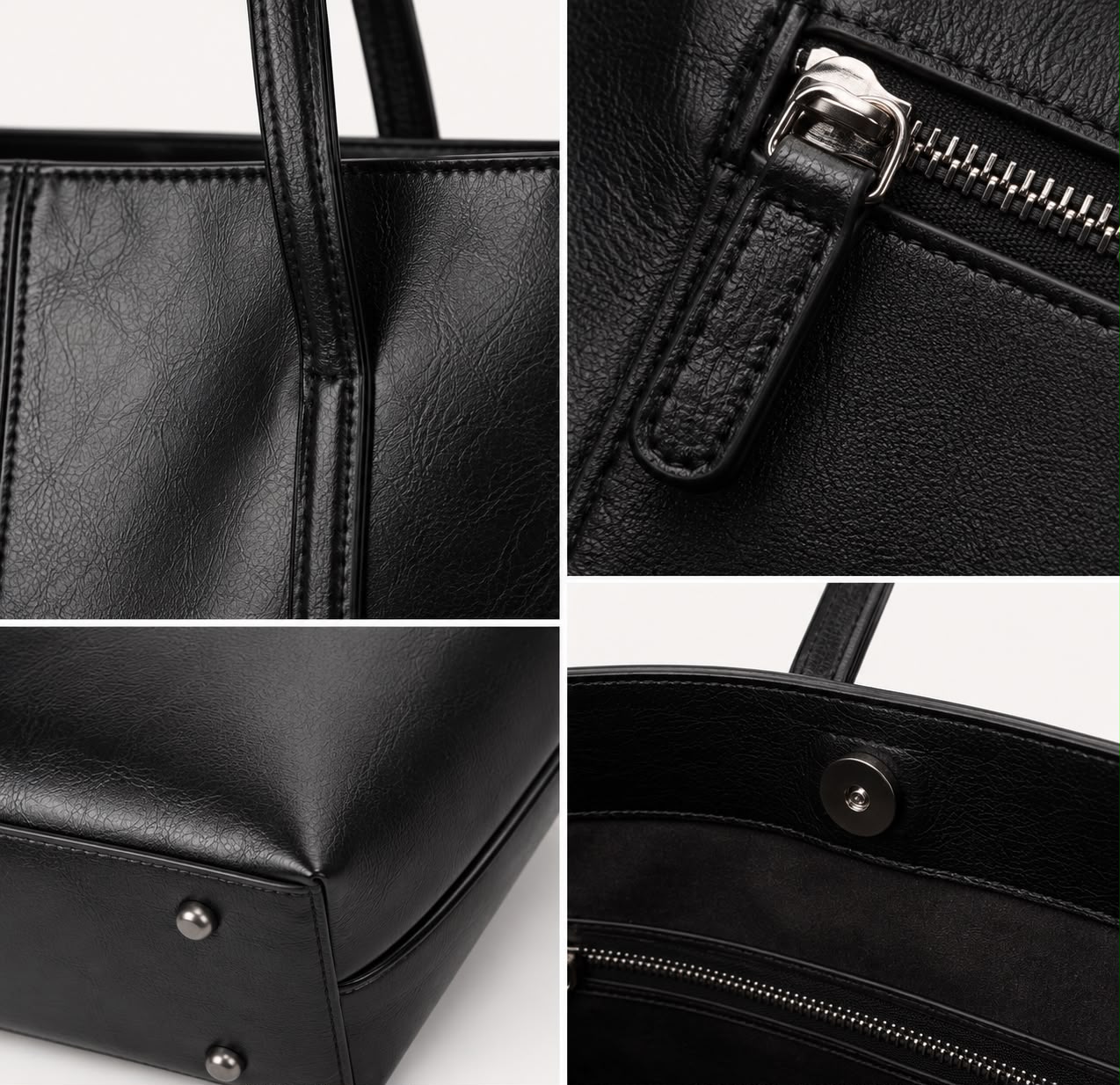 Sac Cabas Femme en Cuir Véritable Noir – Élise