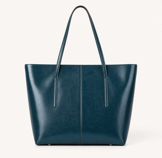 Sac Cabas Femme en Cuir Véritable Bleu – Élise