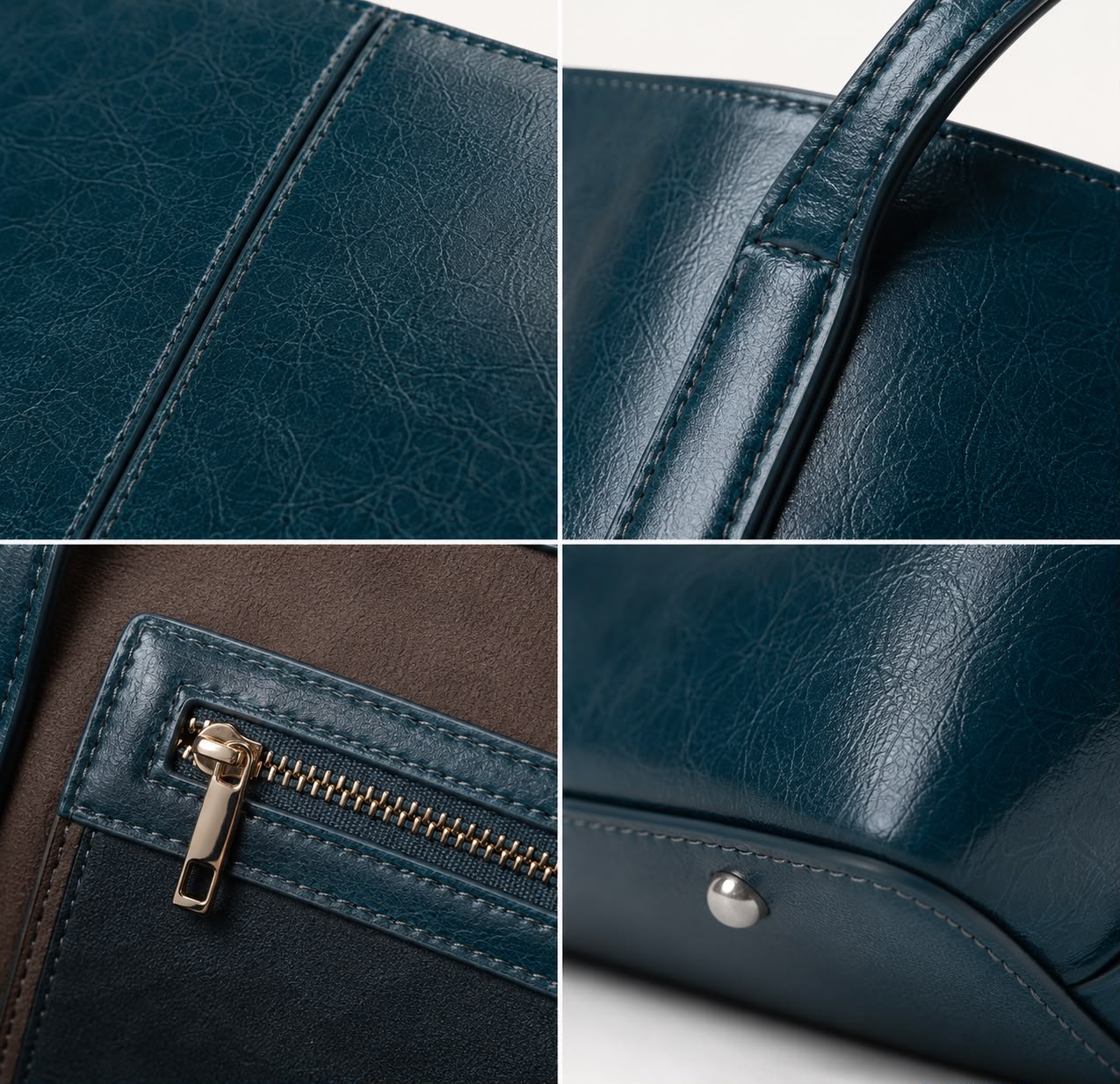 Sac Cabas Femme en Cuir Véritable Bleu – Élise