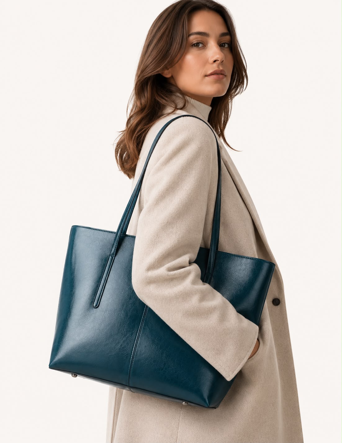Sac Cabas Femme en Cuir Véritable Bleu – Élise