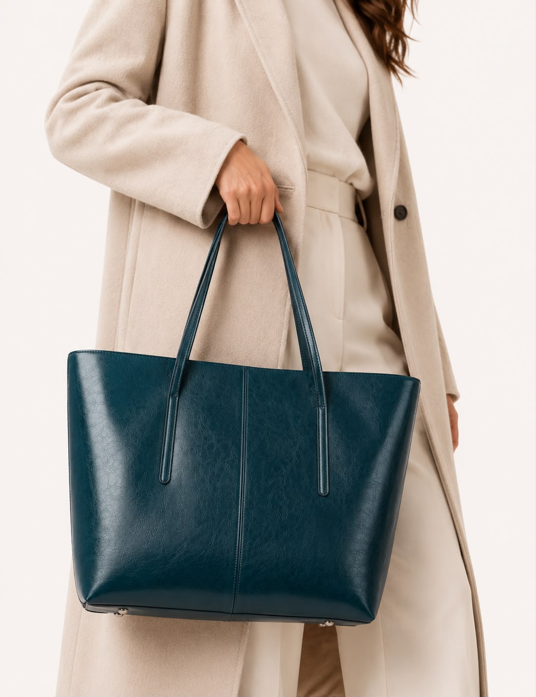 Sac Cabas Femme en Cuir Véritable Bleu – Élise