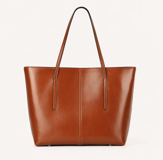 Sac Cabas Femme en Cuir Véritable Marron – Élise