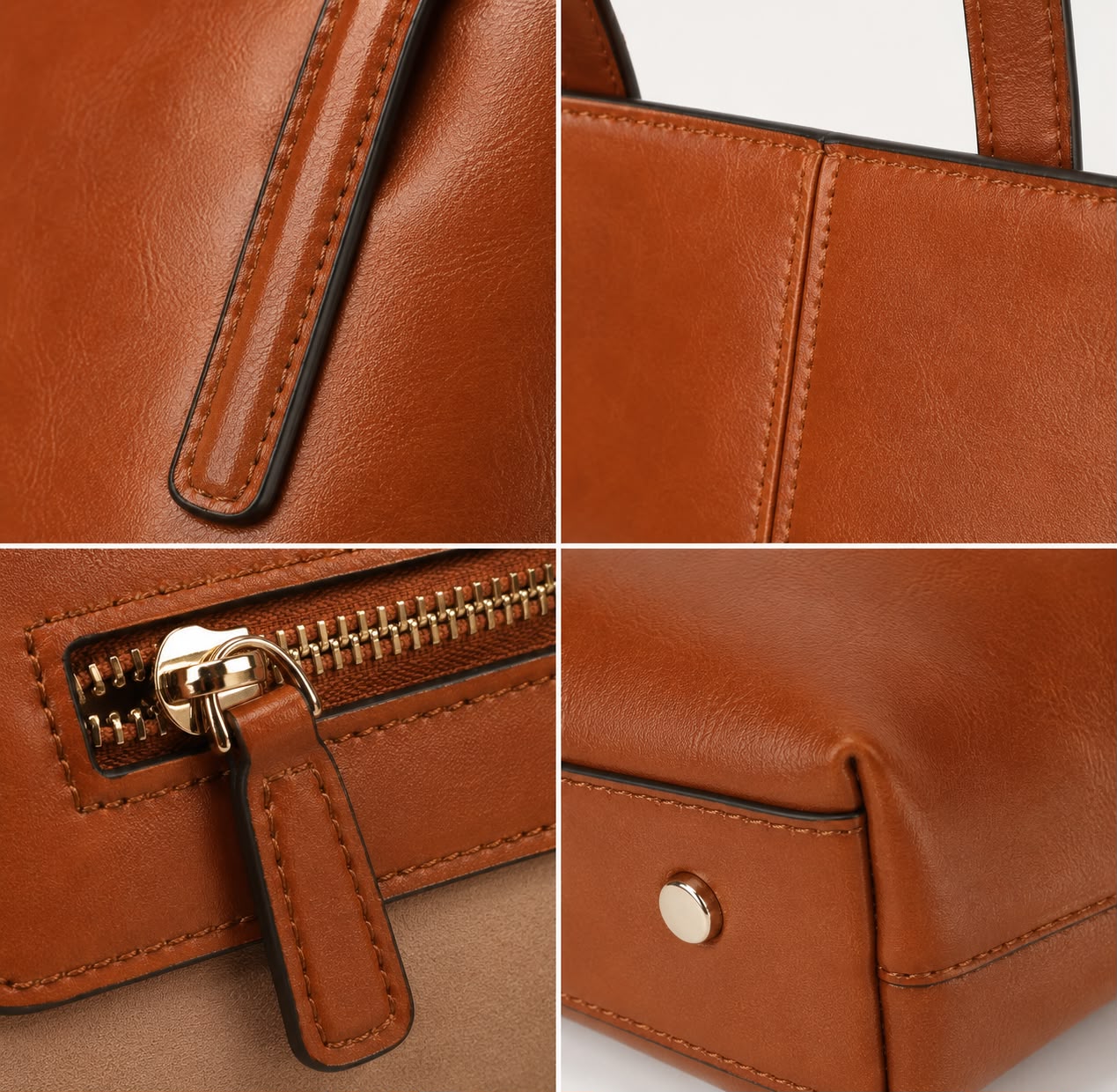 Sac Cabas Femme en Cuir Véritable Marron – Élise