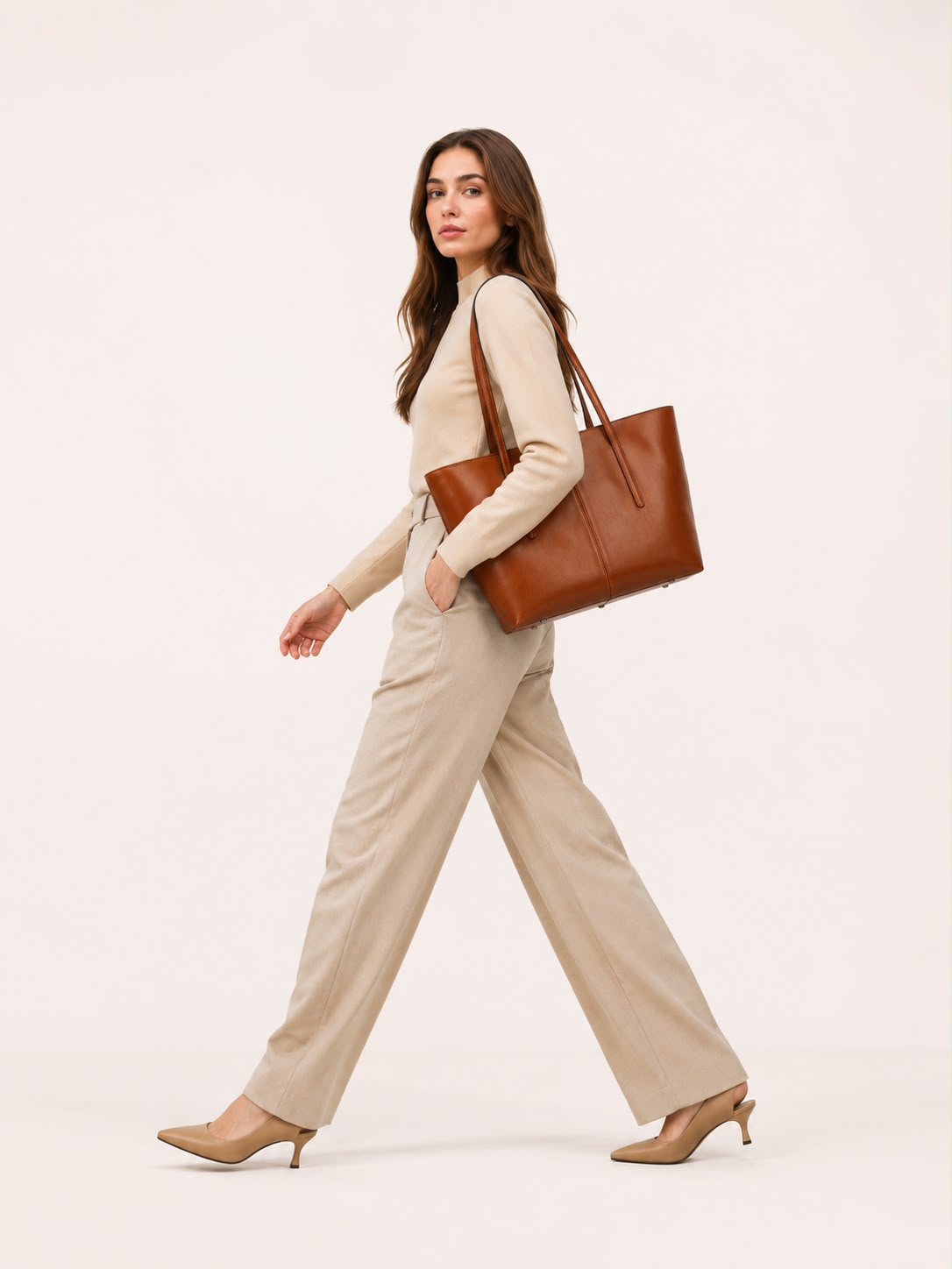 Sac Cabas Femme en Cuir Véritable Marron – Élise