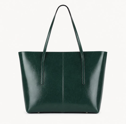 Sac Cabas Femme en Cuir Véritable Vert – Élise