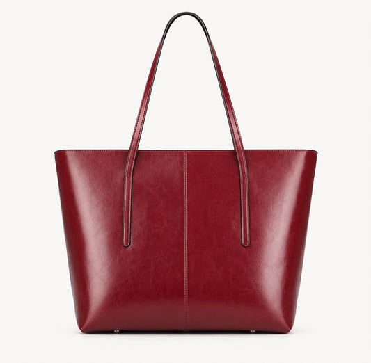 Sac Cabas Femme en Cuir Véritable Bordeaux – Élise