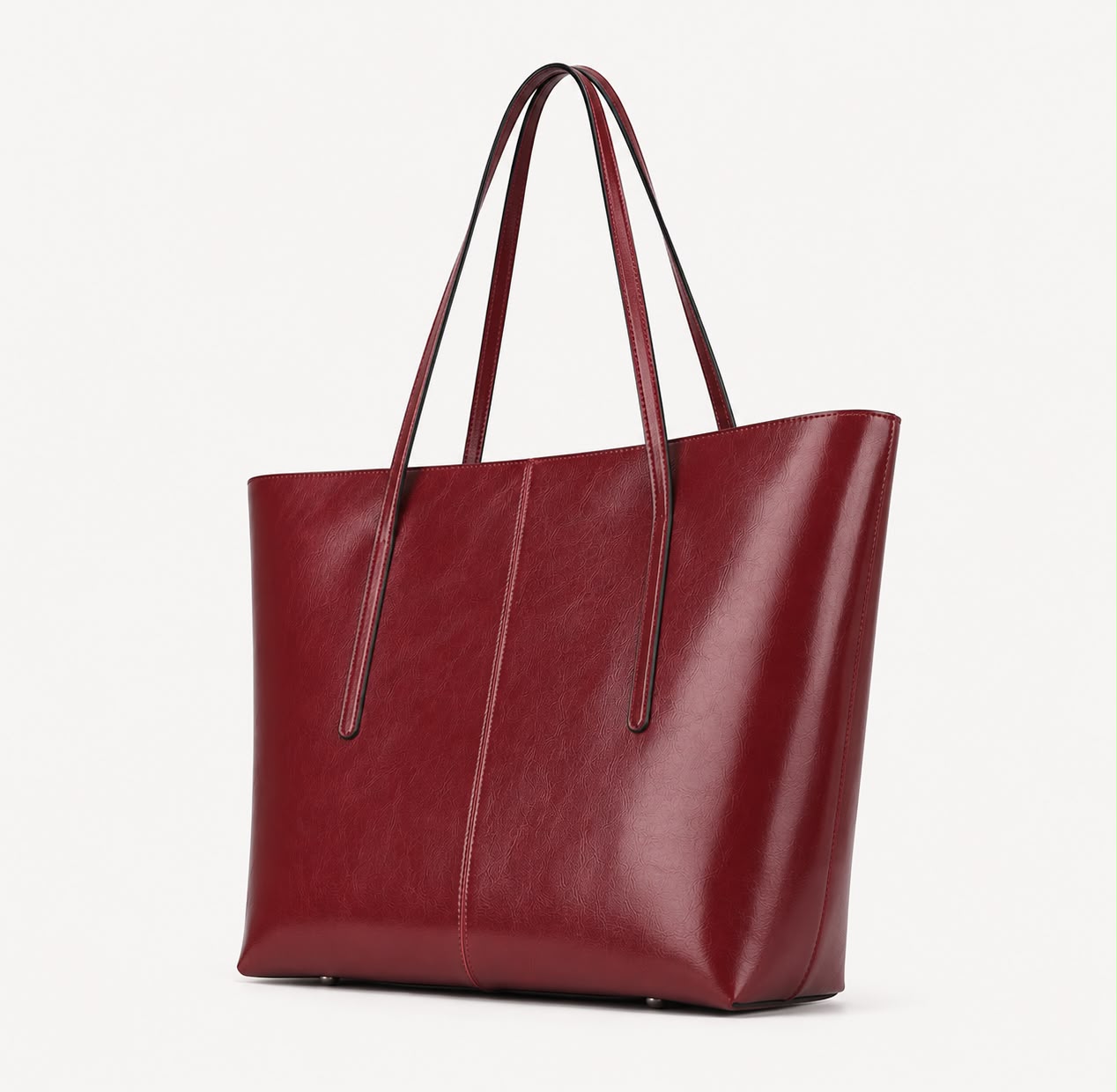 Sac Cabas Femme en Cuir Véritable Bordeaux – Élise