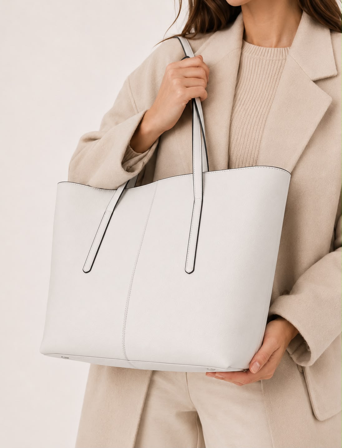 Sac Cabas Femme en Cuir Véritable Blanc – Élise